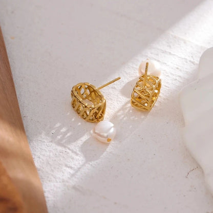 Boucles d'oreilles géométriques en perles d'eau douce