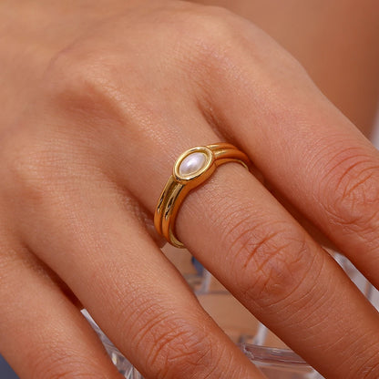 Oval Natural Stone Vintage Ring