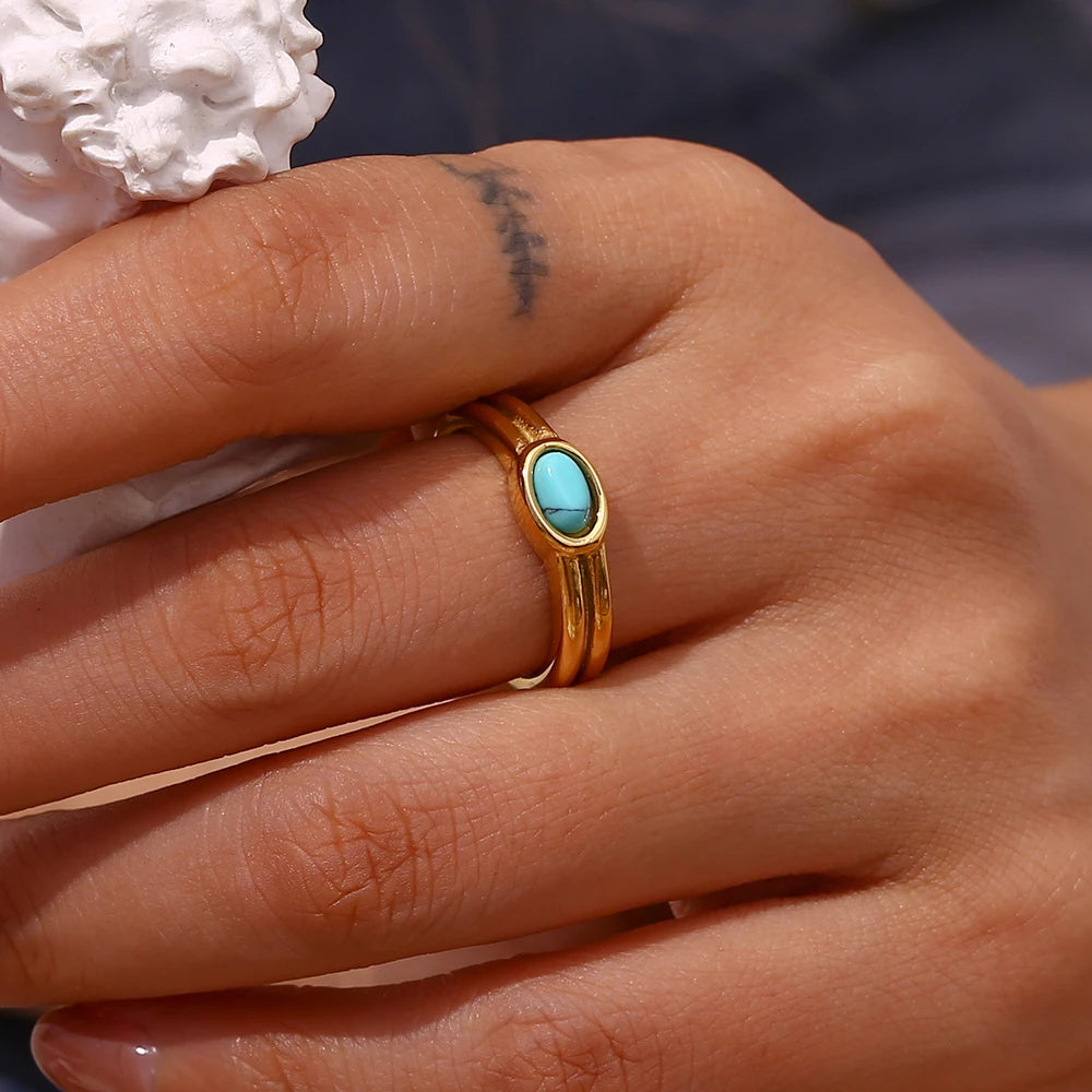 Oval Natural Stone Vintage Ring