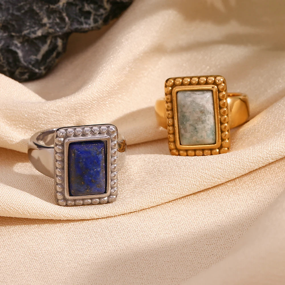 Rectangular Natural Stone Ring