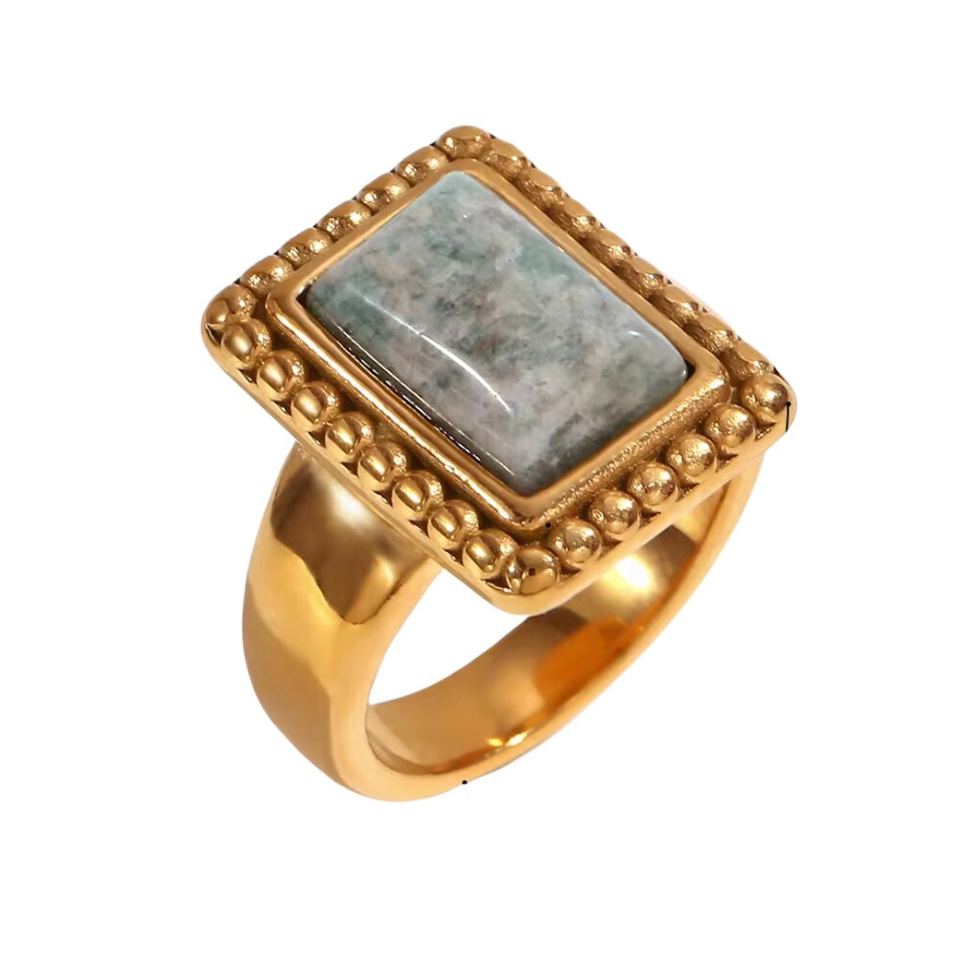 Rectangular Natural Stone Ring