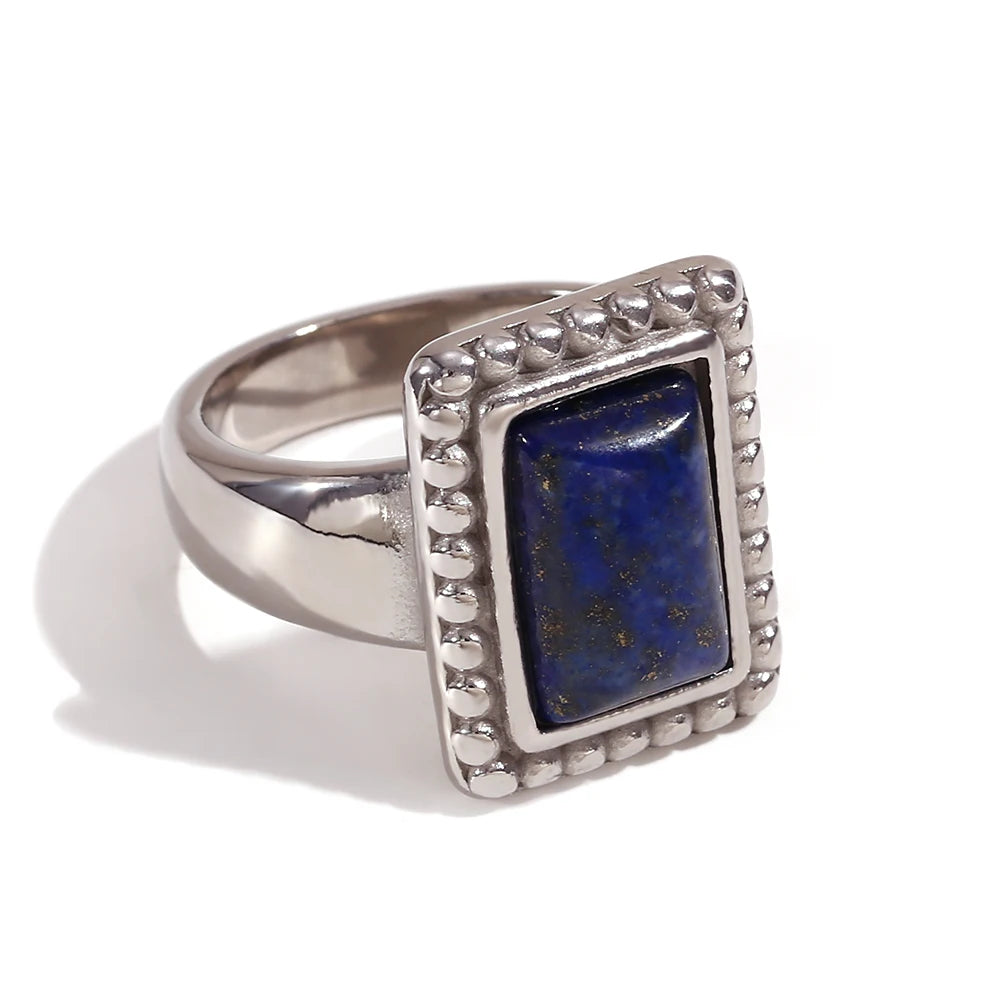 Rectangular Natural Stone Ring