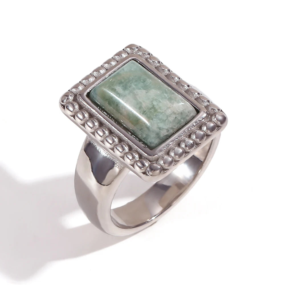 Rectangular Natural Stone Ring