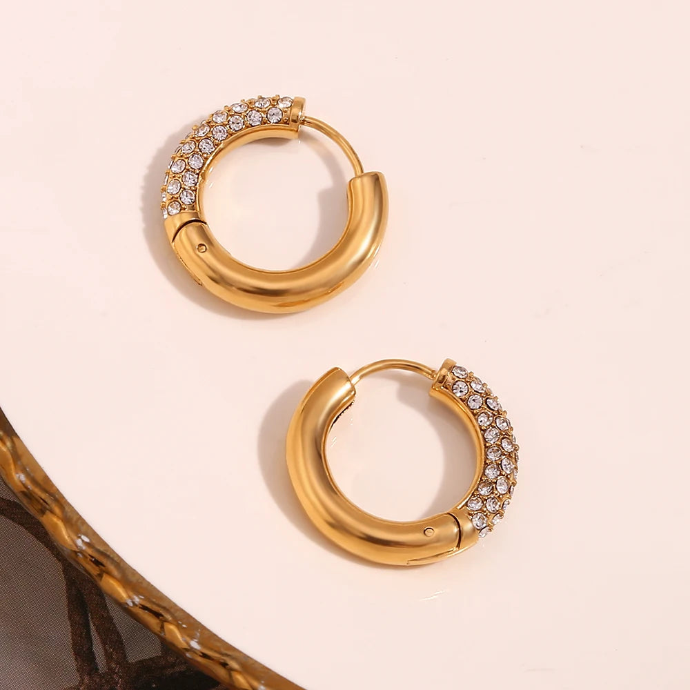 Semi Sparkling Hoop Earrings