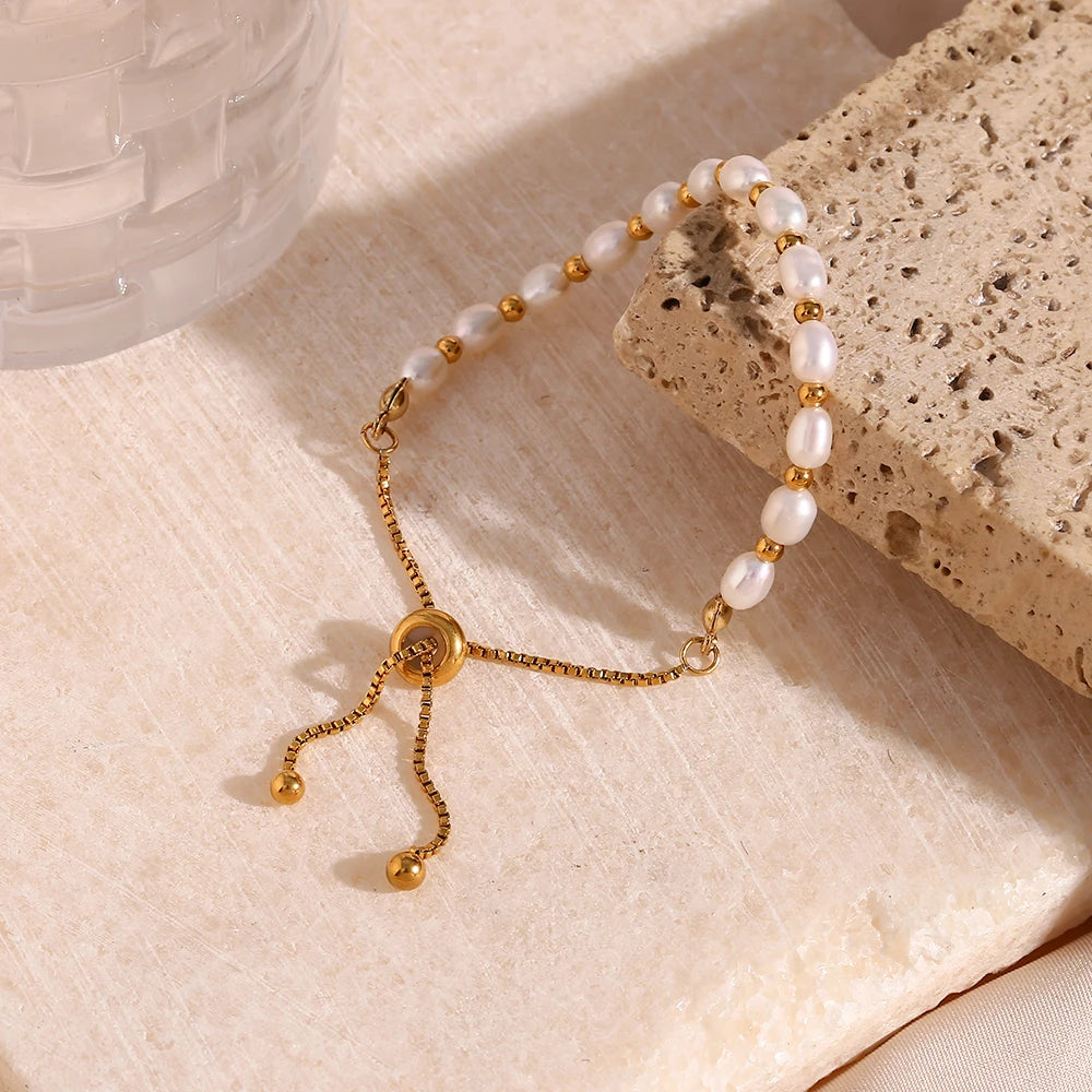 Gold Bracelet Freshwater Pearls