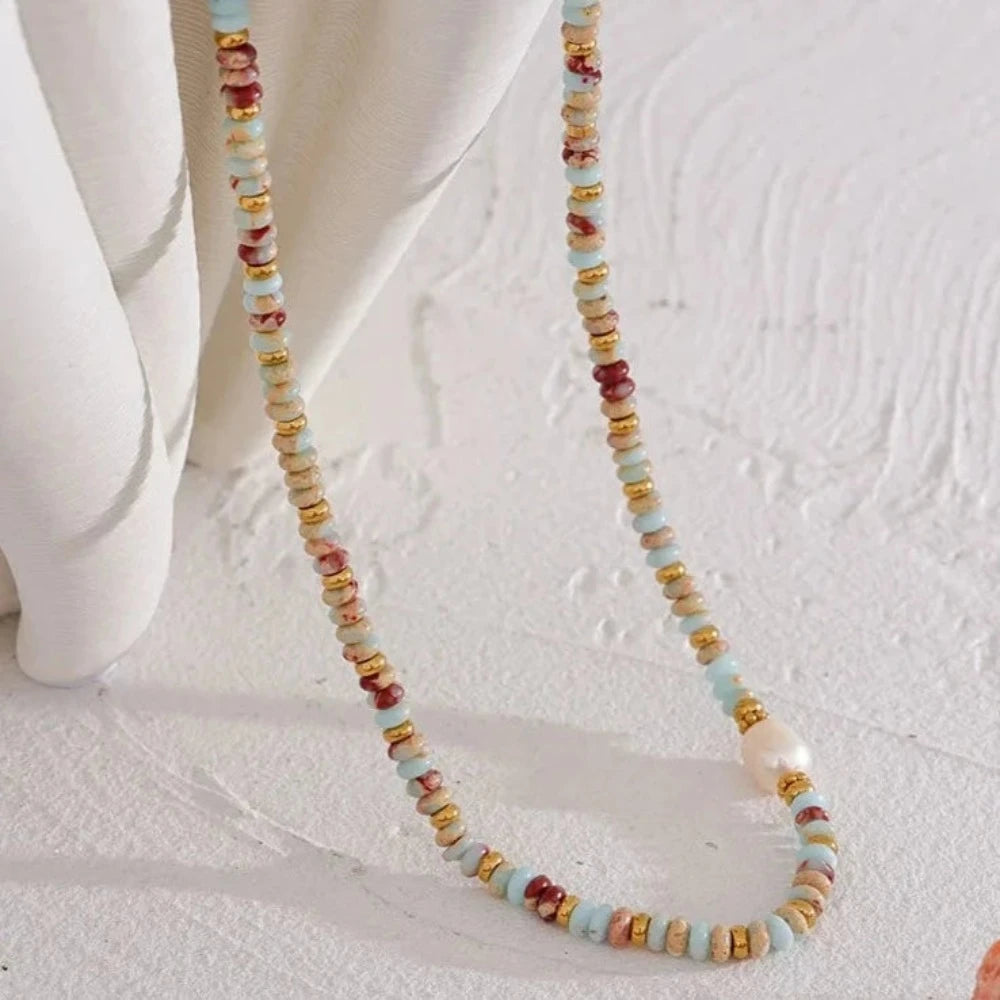 Natural Stone Freshwater Pearl Necklace