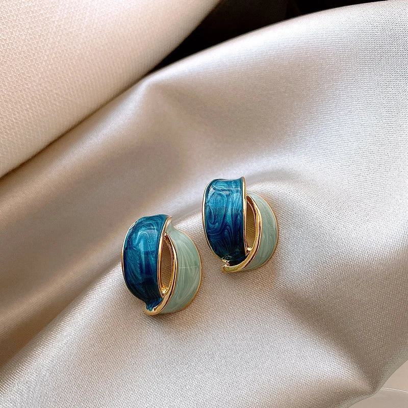 Blue Oval Earrings