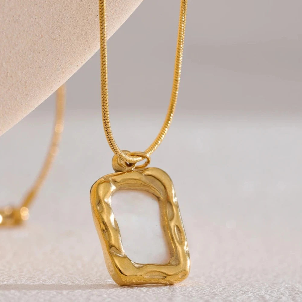 Square Shell Pendant Necklace