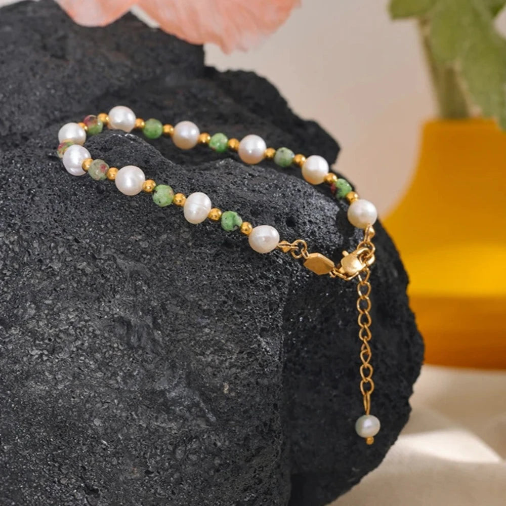 Natural Stone Freshwater Pearls Bracelet