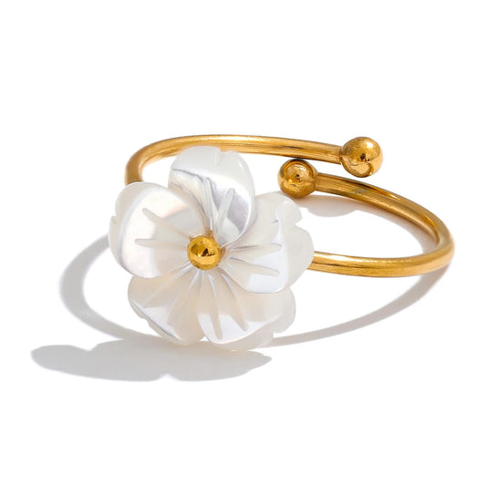 Natural Shell Flower Ring