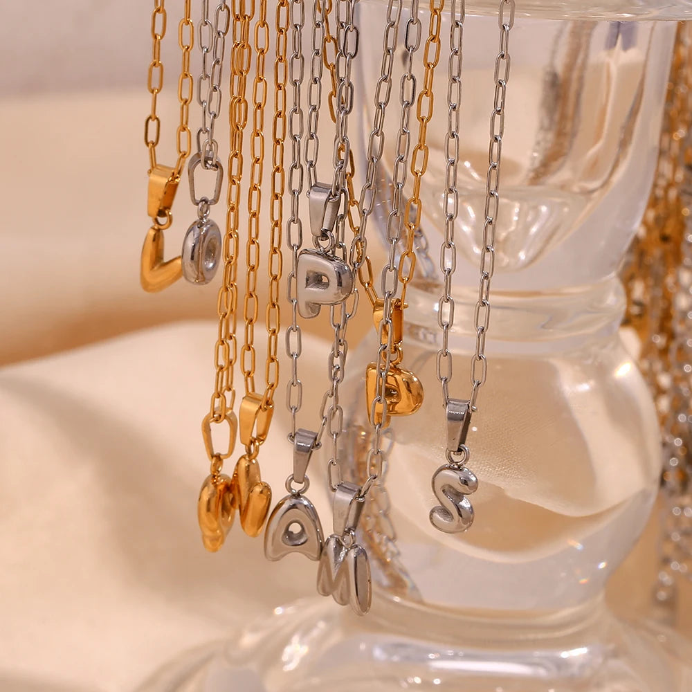 Bubble Letter Paper Clip Necklace