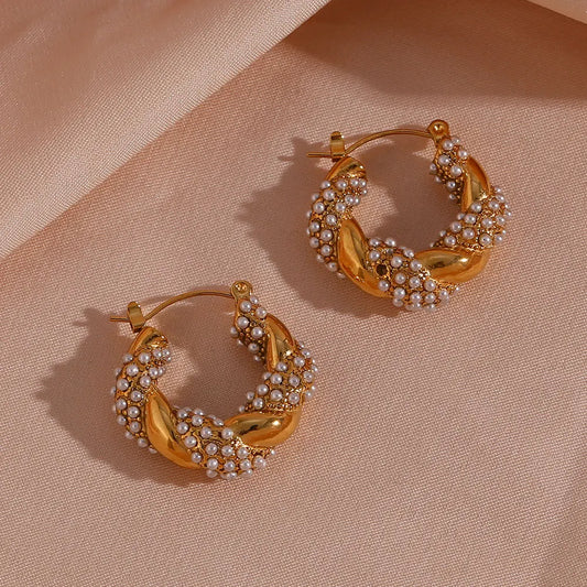 Crystal Twisted Hoop Earrings