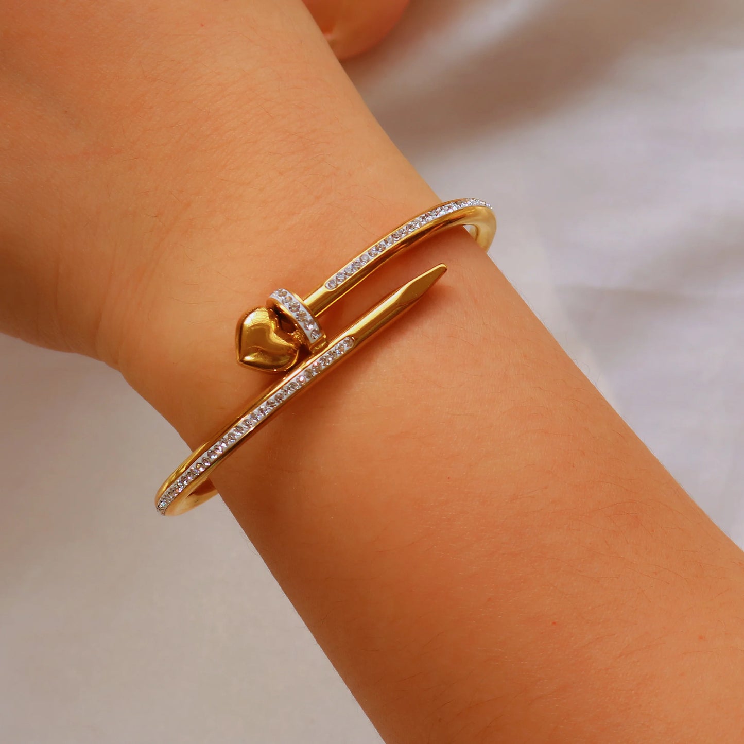 Heart Crystal Bangle Bracelet