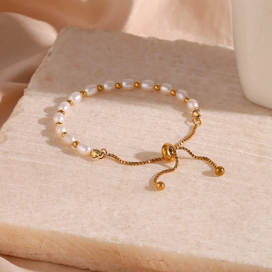 Gold Bracelet Freshwater Pearls