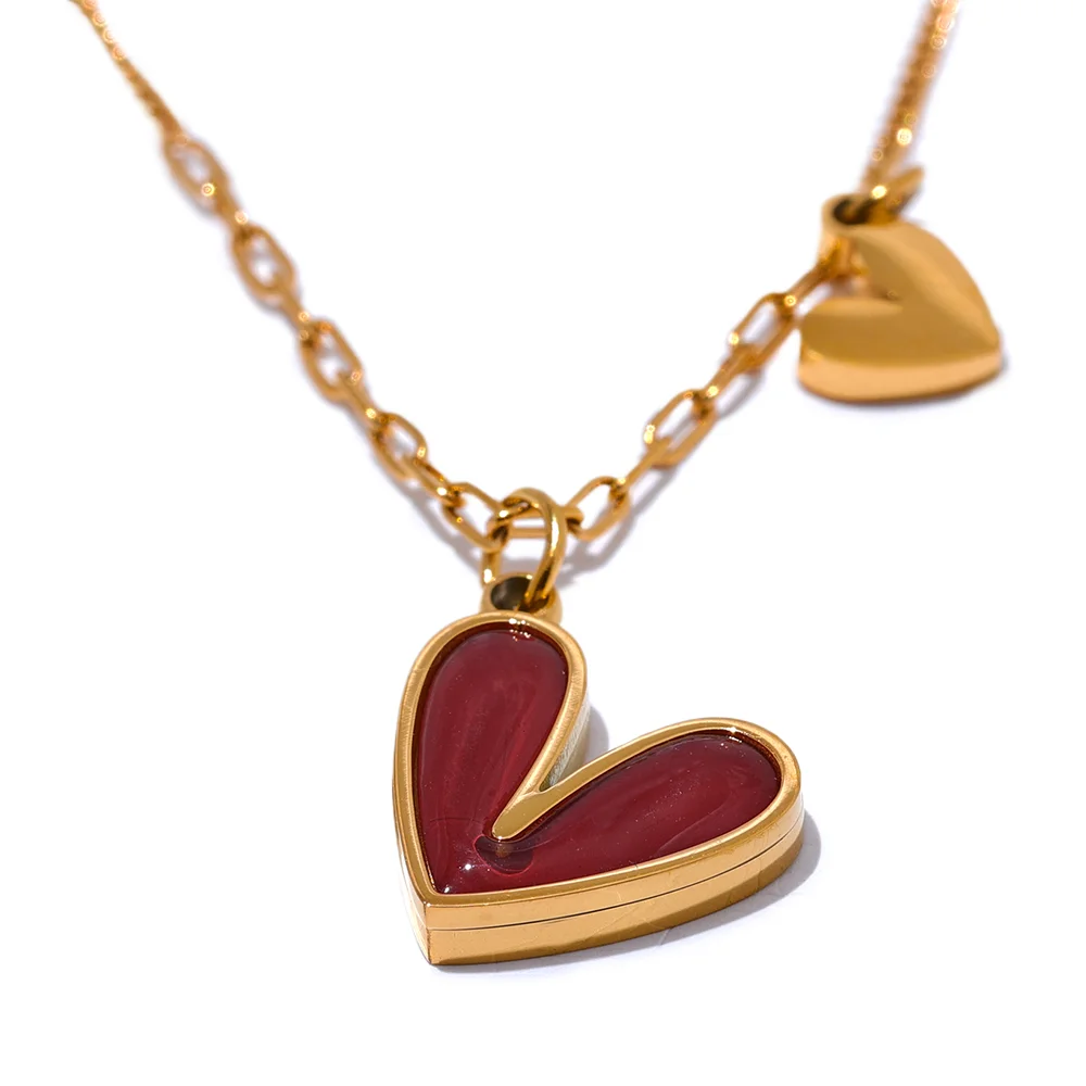 Enamel Heart Pendant Necklace