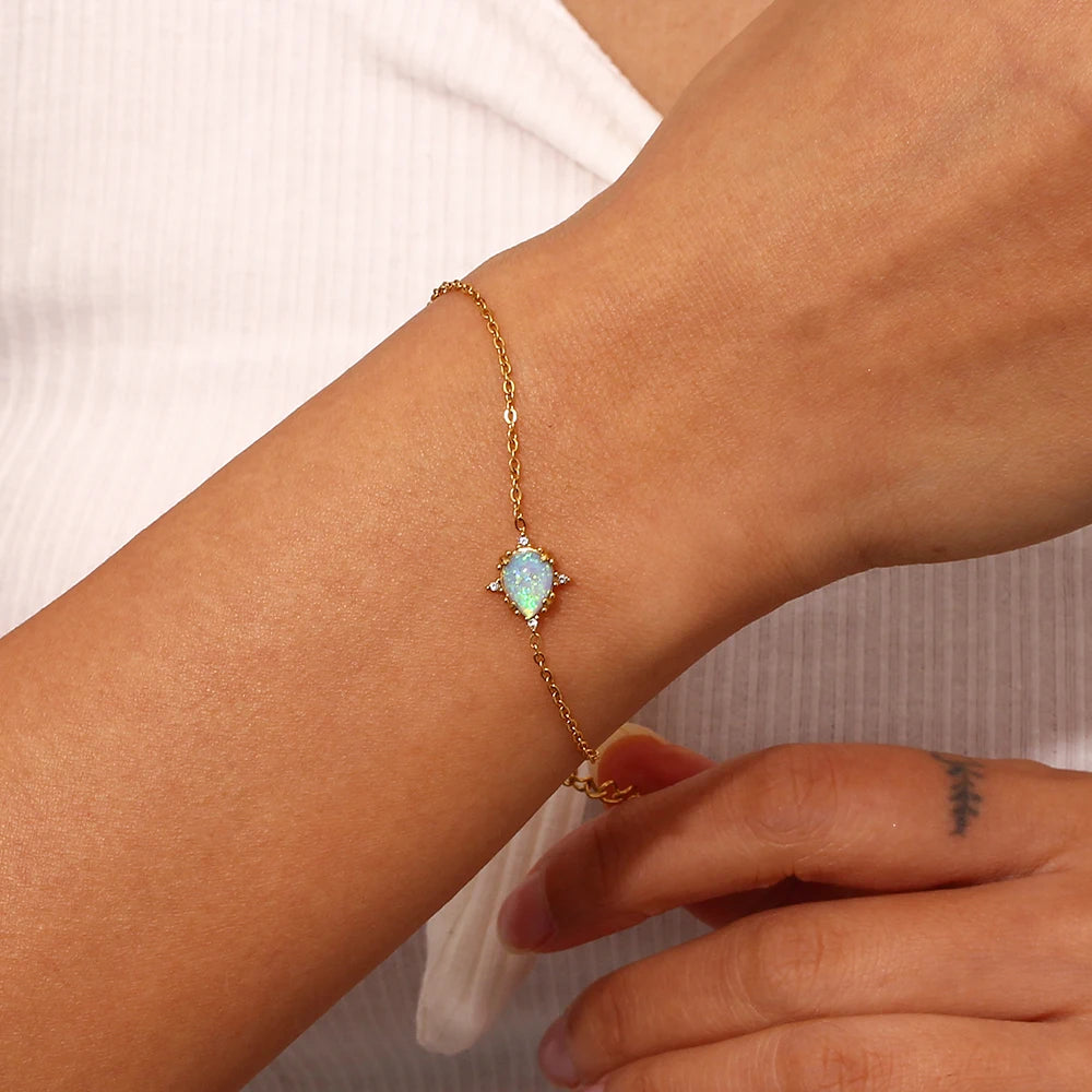 Waterdrop Blue Opal Stone Bracelet