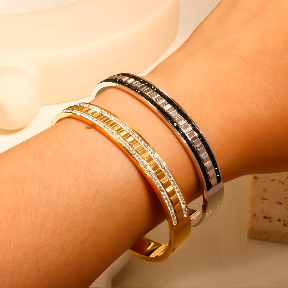 Crystal Black and White Bangle Bracelet