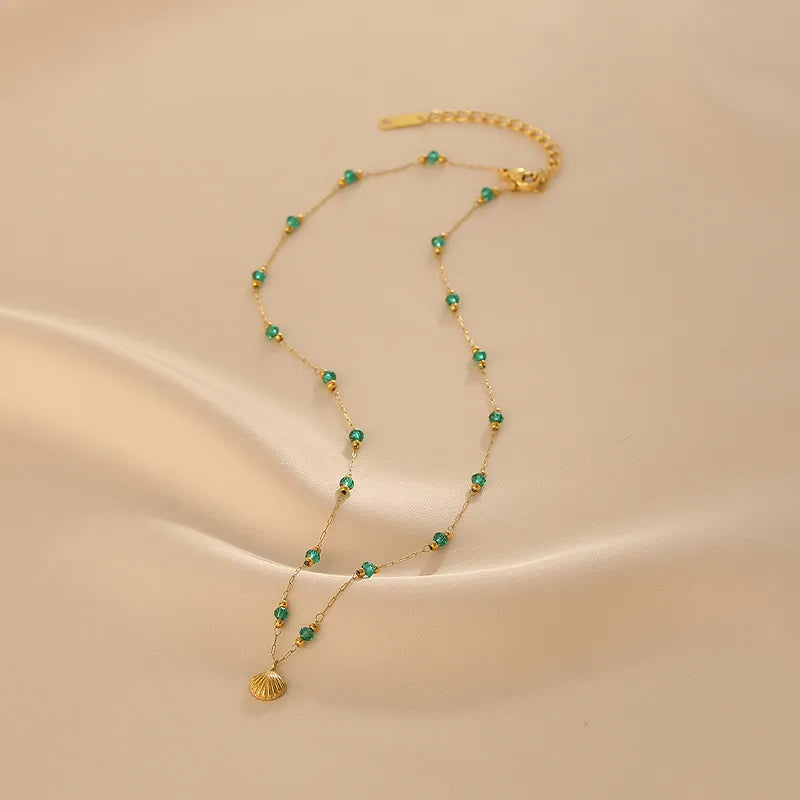 Green Bead Shell Necklace