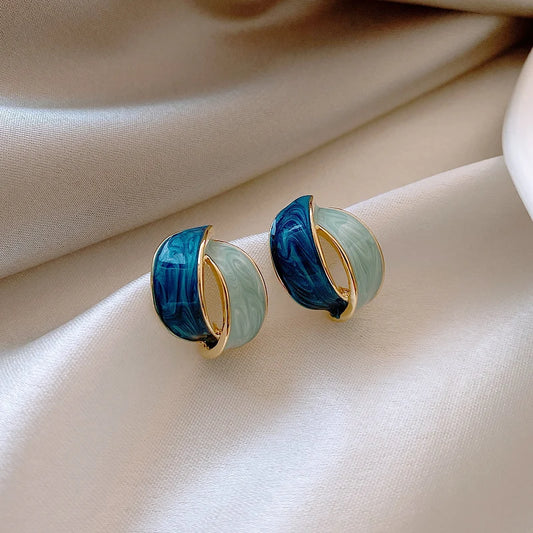 Blue Oval Earrings