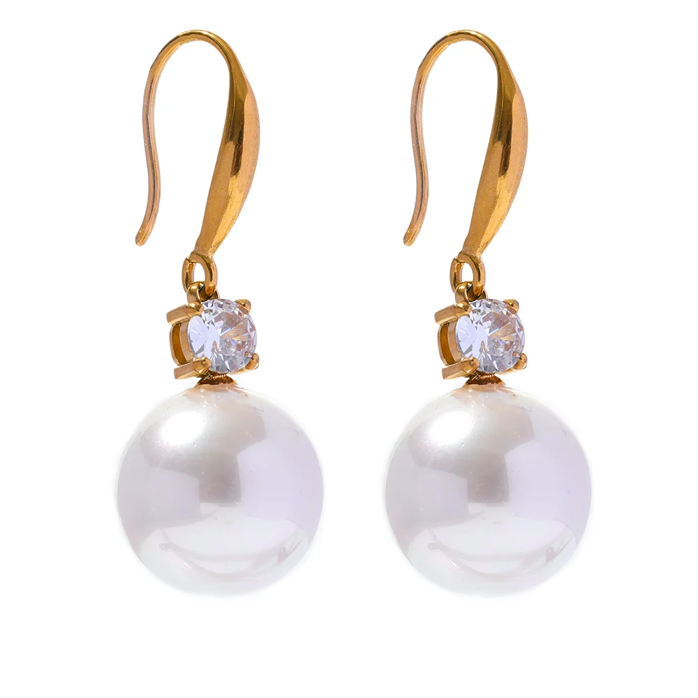 Round Pearls Drop Earrings