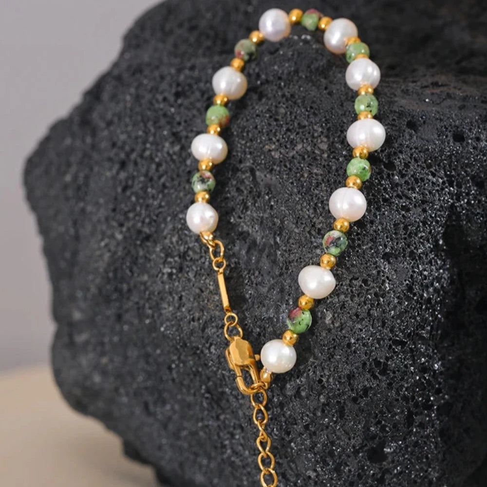 Natural Stone Freshwater Pearls Bracelet