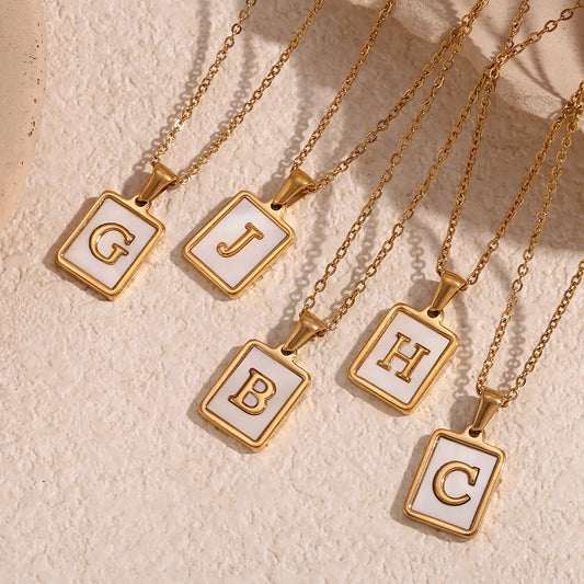 Pearl Shell Initial Letter Necklace