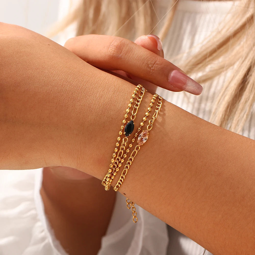 Zircon Double Layer Chain Bracelet