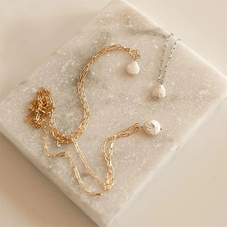 Freshwater Pearl Pendant Chain Necklace