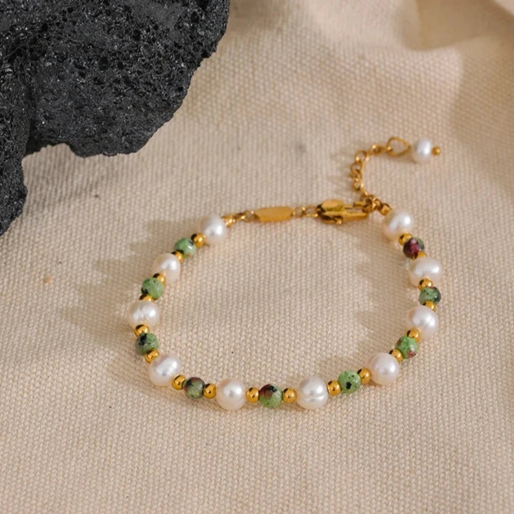 Natural Stone Freshwater Pearls Bracelet