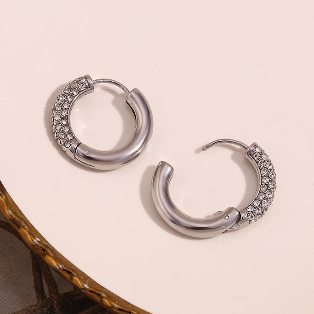 Semi Sparkling Hoop Earrings