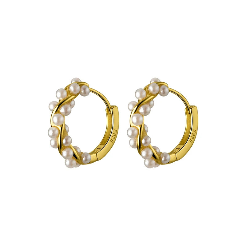 Twisted Pearl Hoop Earrings