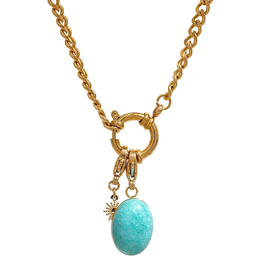 Blue Natural Stone Chain Necklace