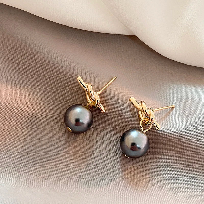 Knot Pearl Pendant Earrings