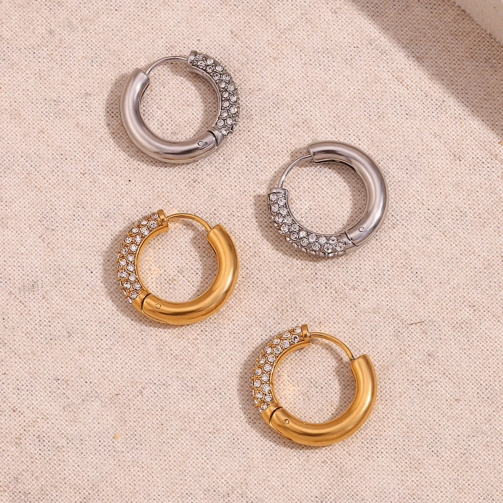 Semi Sparkling Hoop Earrings