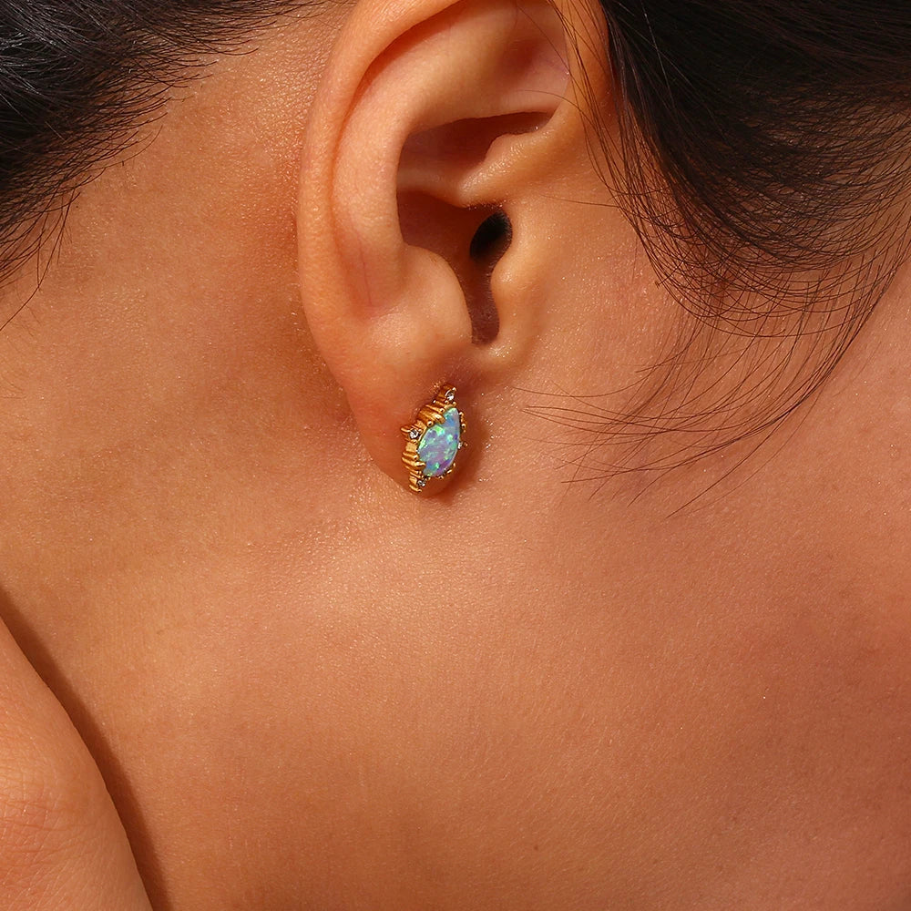 Waterdrop Blue Opal Stone Earrings