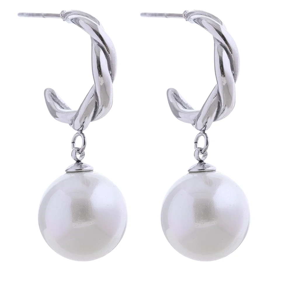 Pearl Drop Twisted Earrings