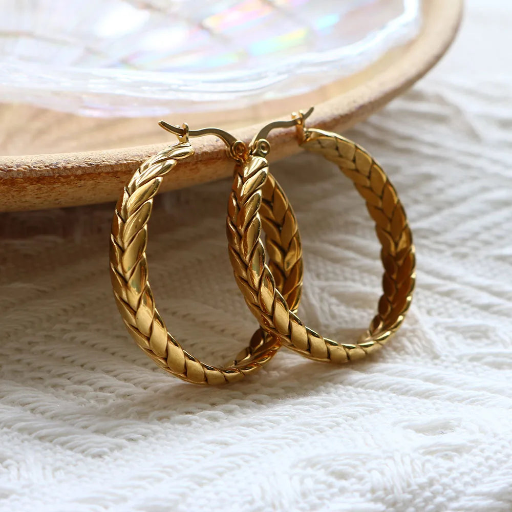 Twisted Leaves Hoop Earrings