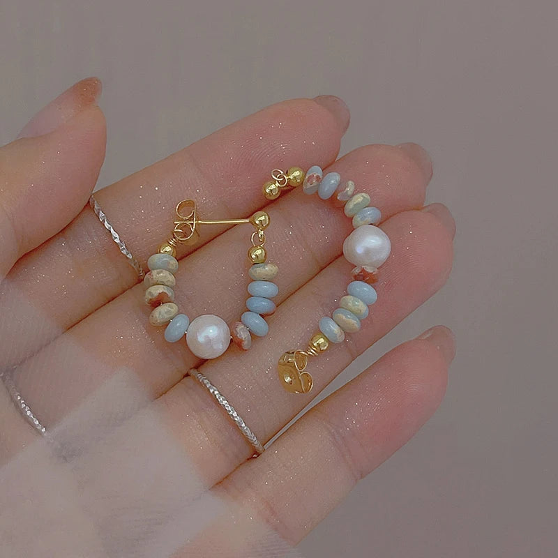 Natural Stone Pearl Earrings