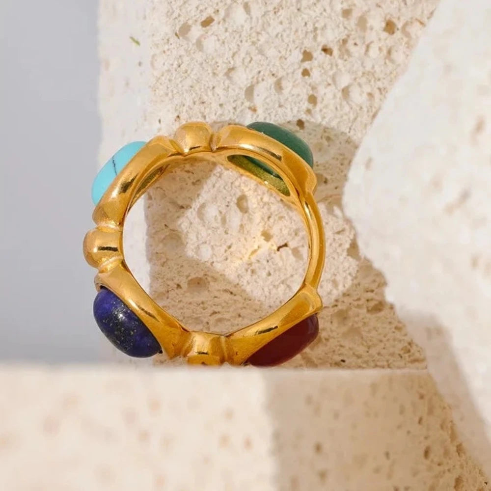 Colorful Natural Stone Agate Ring