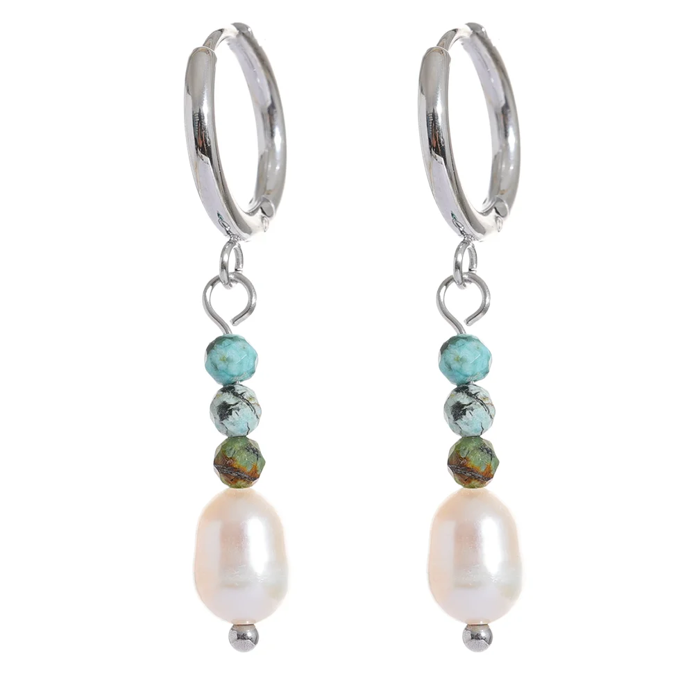 Freshwater Pearl Drop Hoop Earrings