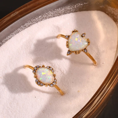 Weiße Ringe aus natürlichem Opalstein