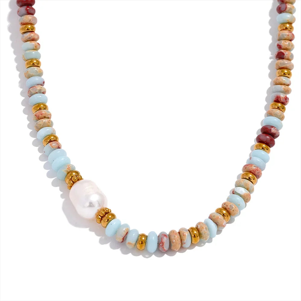 Natural Stone Freshwater Pearl Necklace