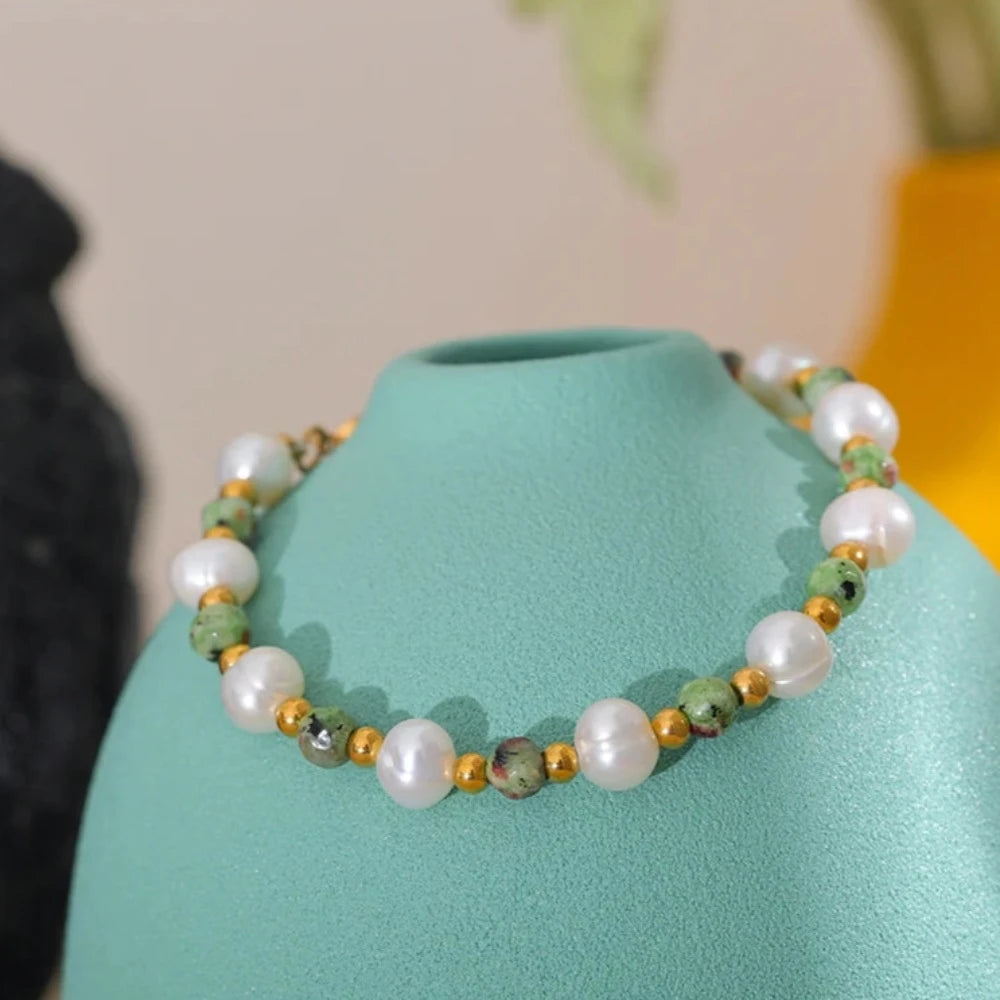 Natural Stone Freshwater Pearls Bracelet