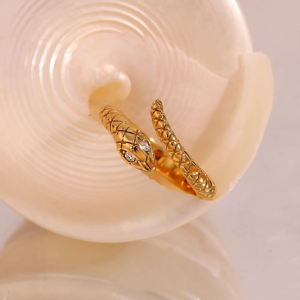 Crystal Eye Snake Adjustable Ring