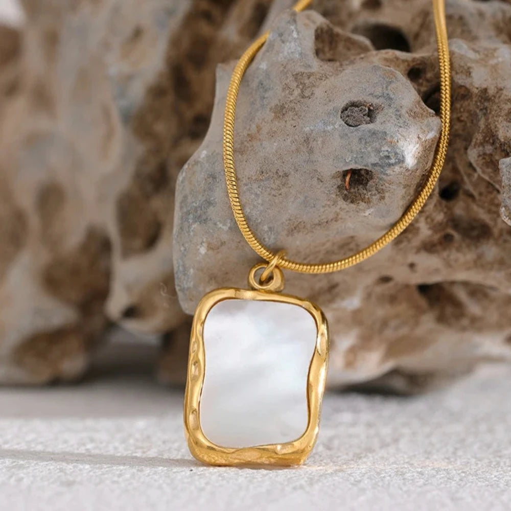 Square Shell Pendant Necklace