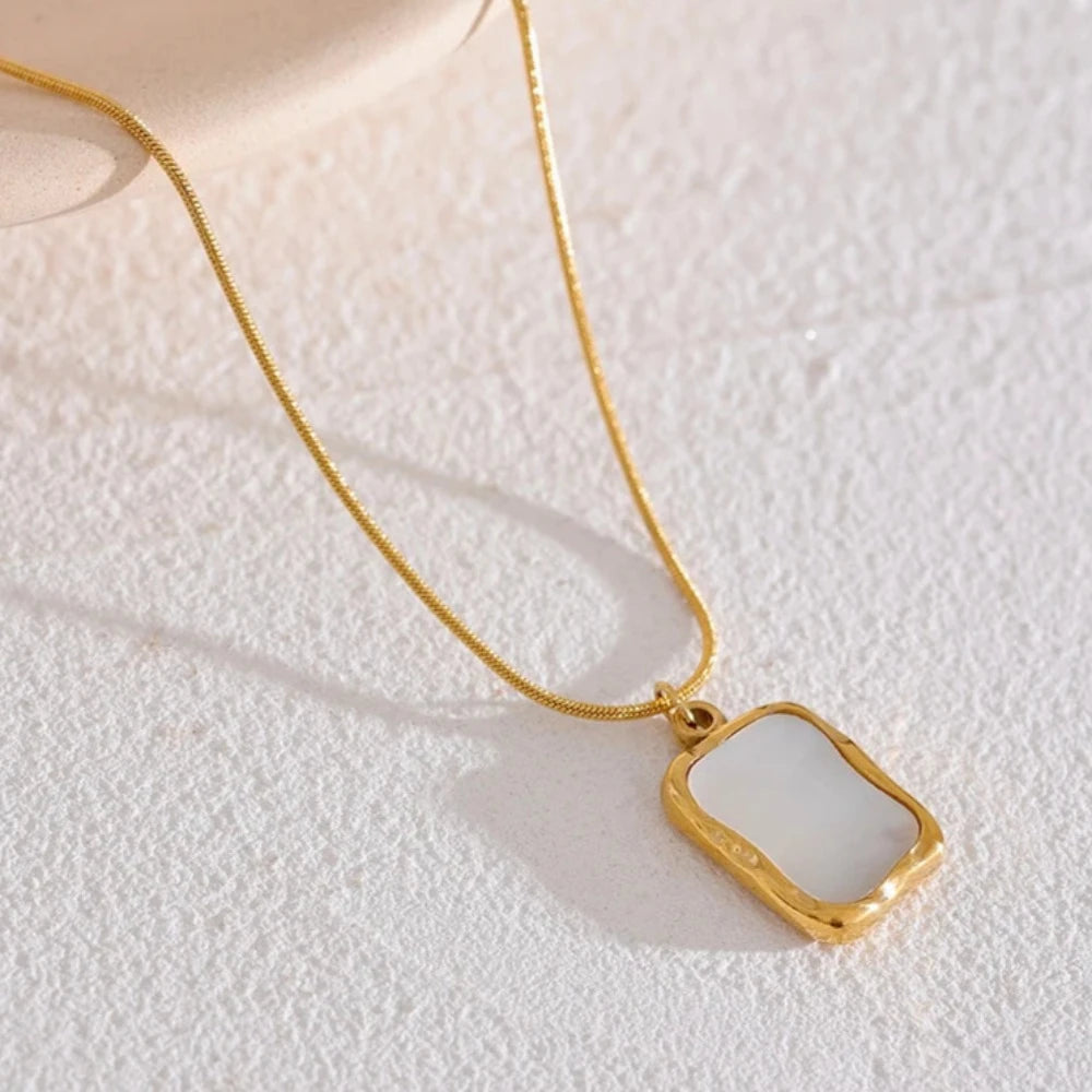 Square Shell Pendant Necklace