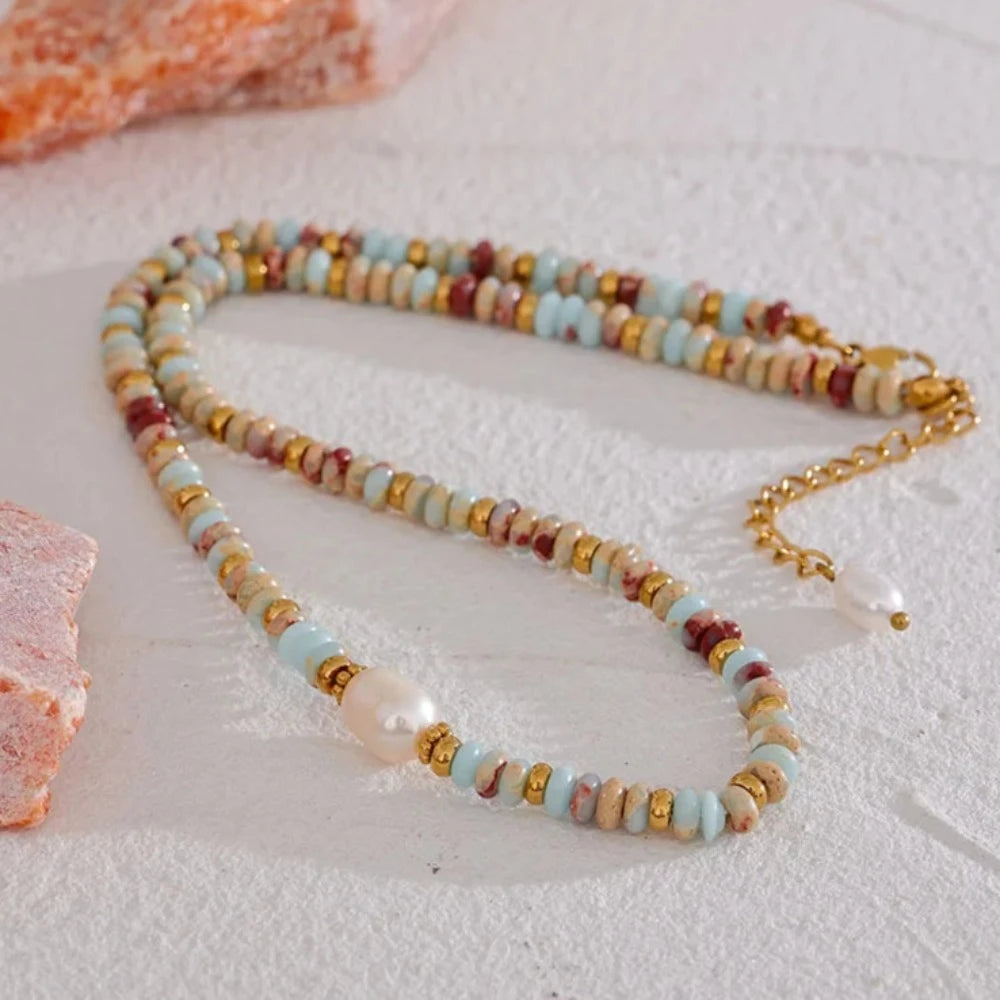 Natural Stone Freshwater Pearl Necklace