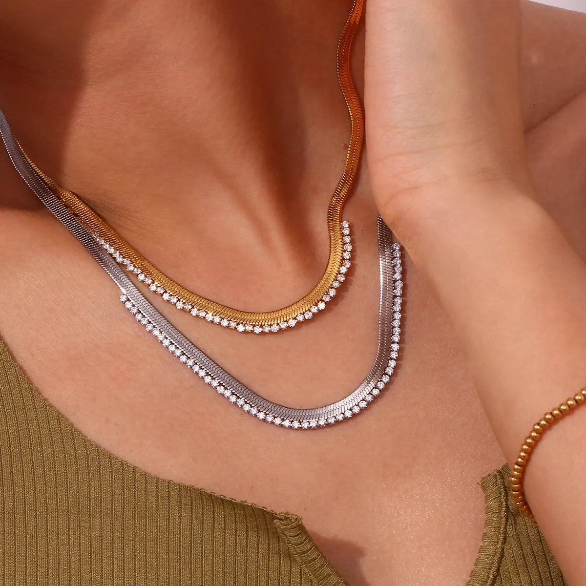 Cubic Zirconia Herringbone Necklace