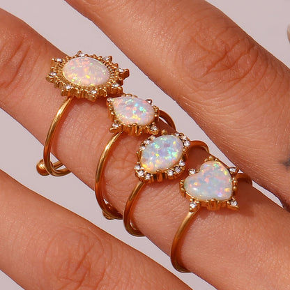 Weiße Ringe aus natürlichem Opalstein