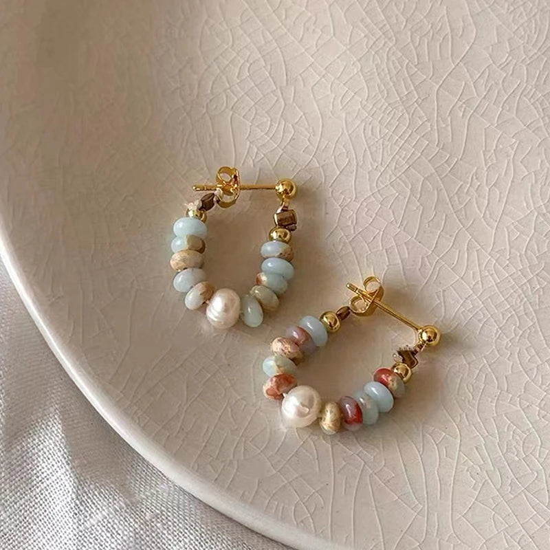 Natural Stone Pearl Earrings